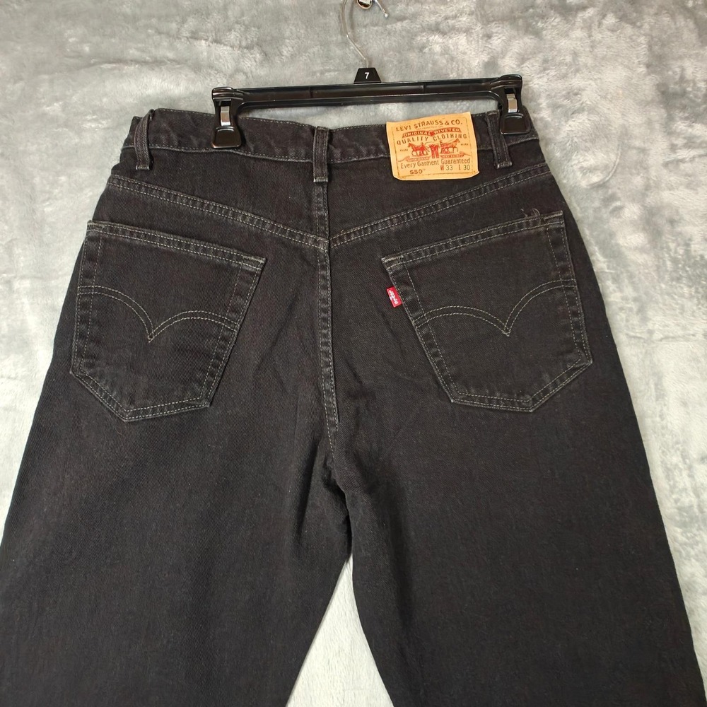 Vintage Levi's 550 Black Relaxed Fit Jeans Canada Black Men's 33x30 (Fits 32x30) - Picture 12 of 16